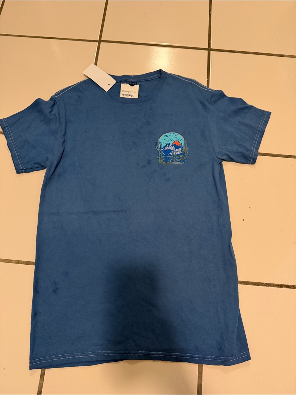 Men's Blue Graphic Pocket T-Shirt - Unbranded